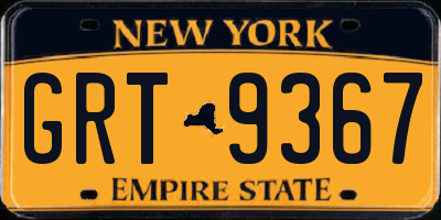 NY license plate GRT9367