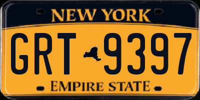 NY license plate GRT9397