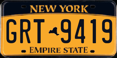 NY license plate GRT9419