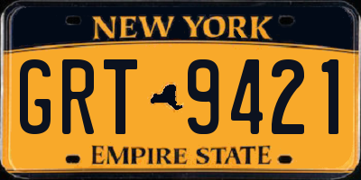 NY license plate GRT9421