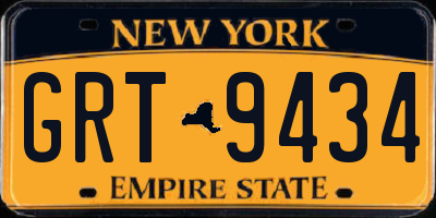 NY license plate GRT9434