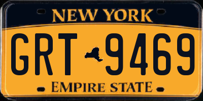 NY license plate GRT9469