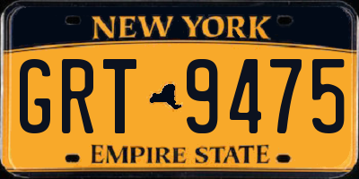 NY license plate GRT9475