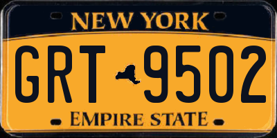 NY license plate GRT9502