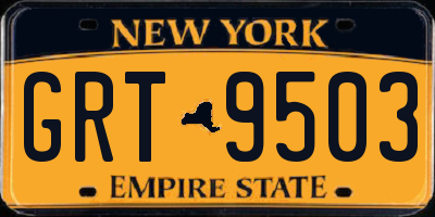 NY license plate GRT9503