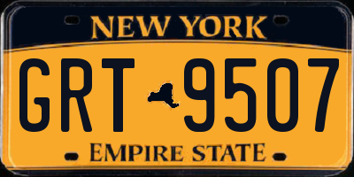 NY license plate GRT9507