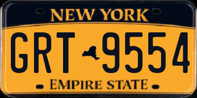 NY license plate GRT9554