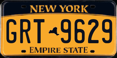 NY license plate GRT9629