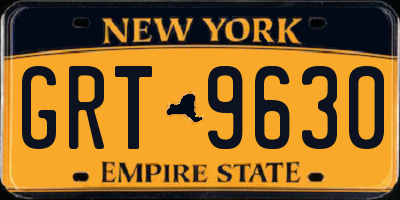 NY license plate GRT9630