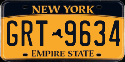 NY license plate GRT9634