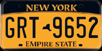 NY license plate GRT9652