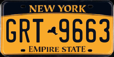 NY license plate GRT9663