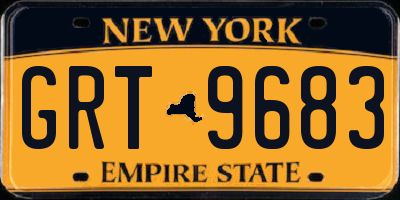 NY license plate GRT9683