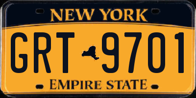 NY license plate GRT9701
