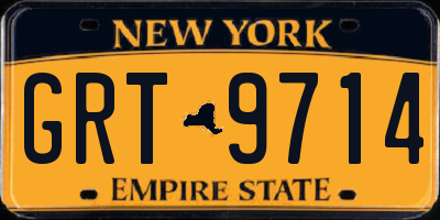 NY license plate GRT9714