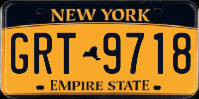 NY license plate GRT9718