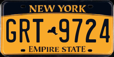 NY license plate GRT9724