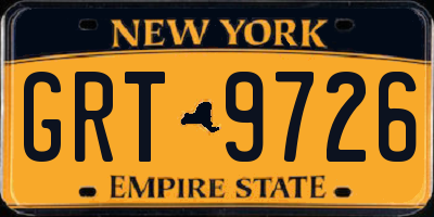 NY license plate GRT9726