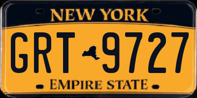 NY license plate GRT9727