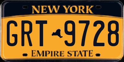 NY license plate GRT9728