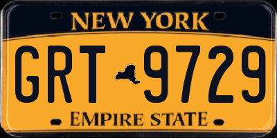 NY license plate GRT9729