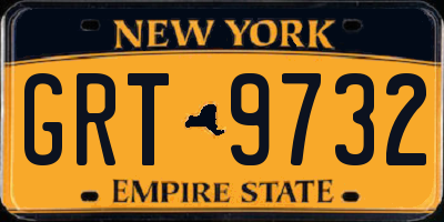 NY license plate GRT9732
