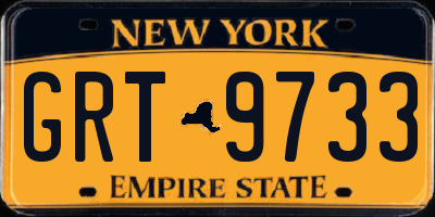 NY license plate GRT9733