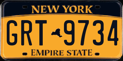 NY license plate GRT9734
