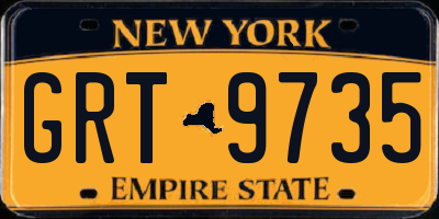 NY license plate GRT9735