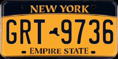 NY license plate GRT9736