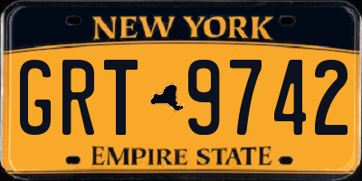 NY license plate GRT9742