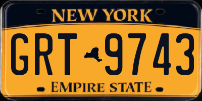 NY license plate GRT9743