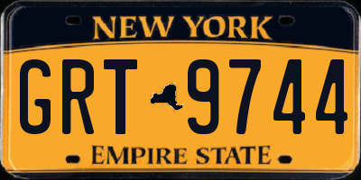 NY license plate GRT9744