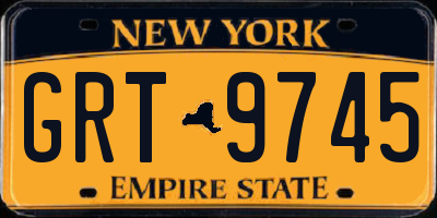 NY license plate GRT9745