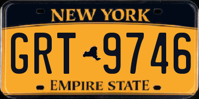 NY license plate GRT9746