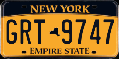 NY license plate GRT9747