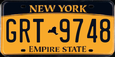 NY license plate GRT9748