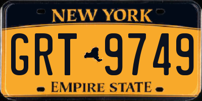 NY license plate GRT9749