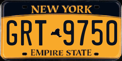 NY license plate GRT9750