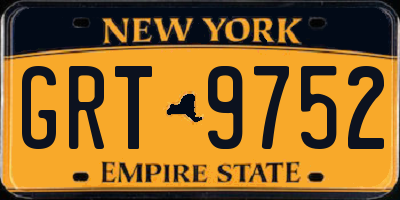 NY license plate GRT9752