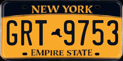 NY license plate GRT9753
