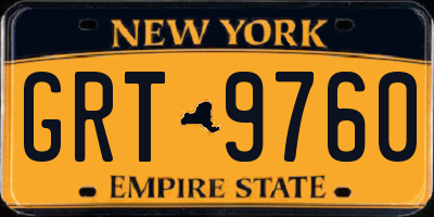 NY license plate GRT9760