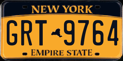 NY license plate GRT9764