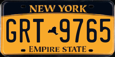 NY license plate GRT9765