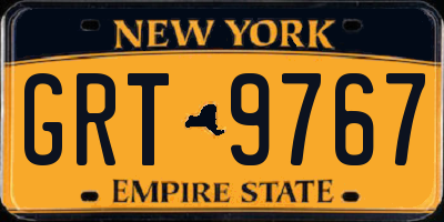 NY license plate GRT9767