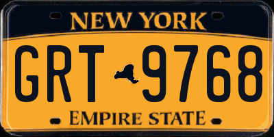 NY license plate GRT9768