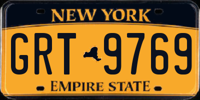 NY license plate GRT9769