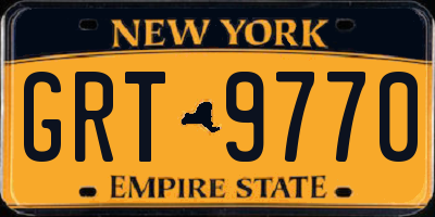 NY license plate GRT9770