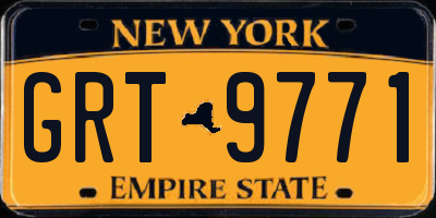 NY license plate GRT9771