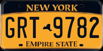 NY license plate GRT9782